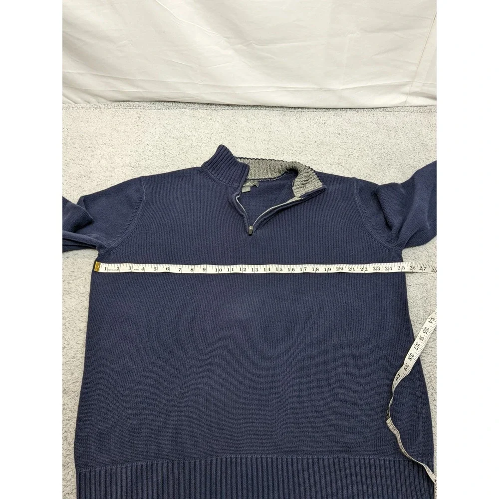 Eddie Bower Quarter‎ Zip Mock Neck Grandpa Core Sweater Navy Blue XLT Fisherman - Picture 8 of 15